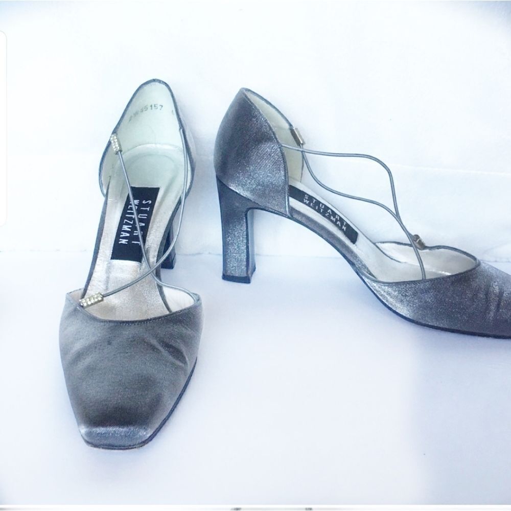 Stuart Weitzman silver gray heels